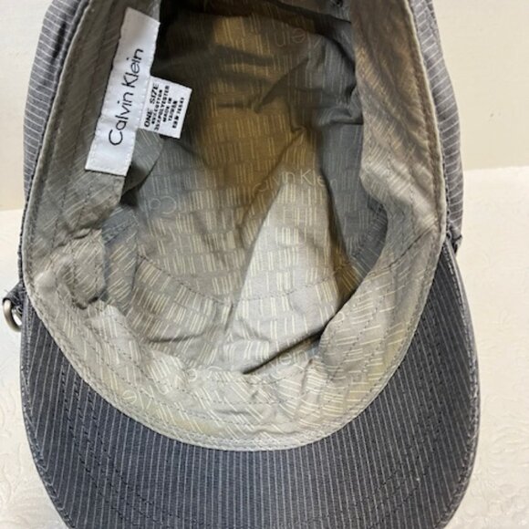 Calvin Klein Cotton Blend Conductor Cap Hat Heather Grey Striped - Picture 9 of 12